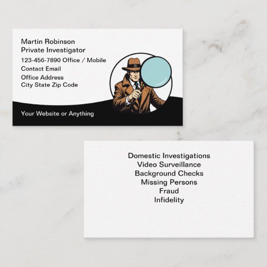 Private Investigator Theme Business Cards 名刺 (正面/裏面)