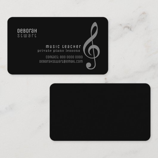 Private Lessons music teacher black 名刺 (正面/裏面)