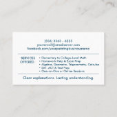 Private Math Tutor – 数学教育者 名刺 (裏面)