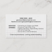 Private Math Tutor – 数学教育者 名刺 (裏面)