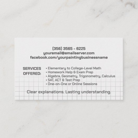 Private Math Tutor – 数学教育者 名刺 (裏面)