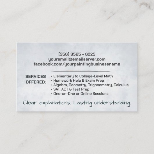 Private Math Tutor – 数学教育者 名刺 (裏面)