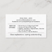 Private Math Tutor – 数学教育者 名刺 (裏面)