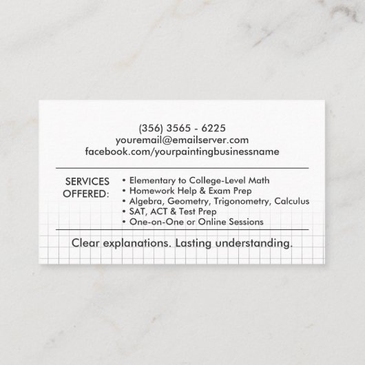 Private Math Tutor – 数学教育者 名刺 (裏面)