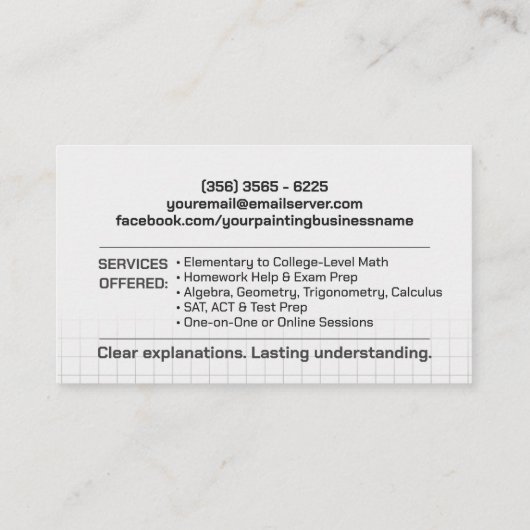 Private Math Tutor – 数学教育者 名刺 (裏面)