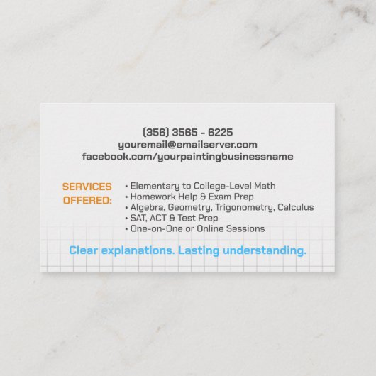 Private Math Tutor – 数学教育者 名刺 (裏面)
