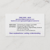 Private Math Tutor – 数学教育者 名刺 (裏面)