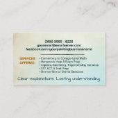 Private Math Tutor – 数学教育者 名刺 (裏面)