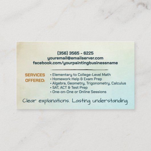 Private Math Tutor – 数学教育者 名刺 (裏面)