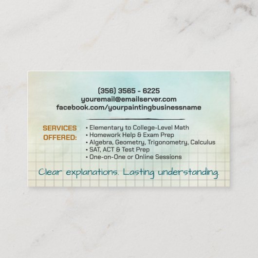 Private Math Tutor – 数学教育者 名刺 (裏面)