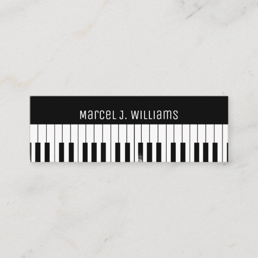 Private Piano Lessons Music Teacher Black スキニー名刺 (正面)