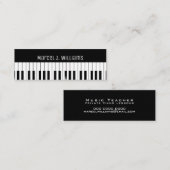 Private Piano Lessons Music Teacher Black スキニー名刺 (正面/裏面)