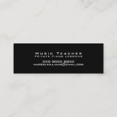 Private Piano Lessons Music Teacher Black スキニー名刺 (裏面)