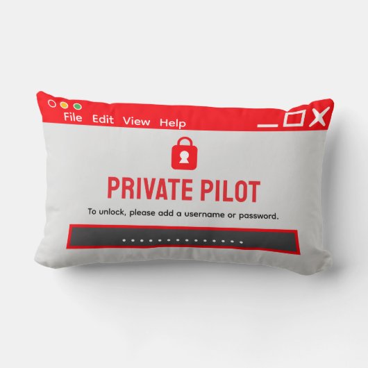 Private Pilot “Password Required” Throw Pillow ランバークッション (裏面)