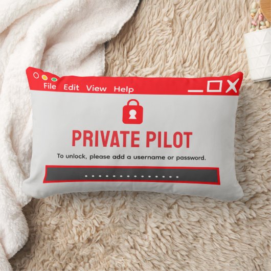 Private Pilot “Password Required” Throw Pillow ランバークッション (ブランケット)
