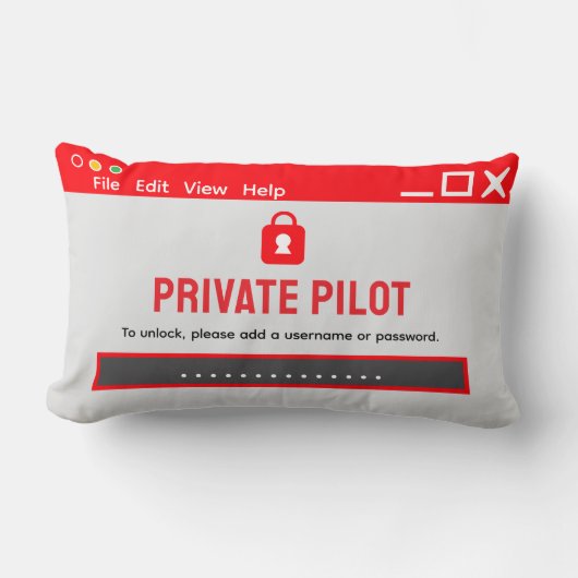 Private Pilot “Password Required” Throw Pillow ランバークッション (正面)