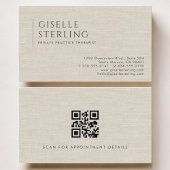 Private Practice Therapist Neutral Linen QR Code 名刺