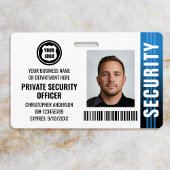 Private Security Guard Officer ID Photo Logo Blue バッジ