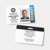 Private Security Guard Officer ID Photo Logo Blue バッジ (正面＆裏面)