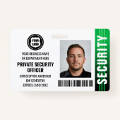 Private Security Guard Officer ID Photo Logo Green バッジ (正面)