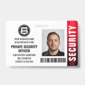 Private Security Guard Officer ID Photo Logo Red バッジ (Front)