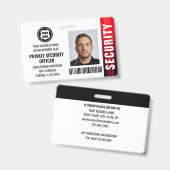 Private Security Guard Officer ID Photo Logo Red バッジ (Front & Back)