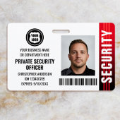 Private Security Guard Officer ID Photo Logo Red バッジ