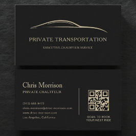 Private Transportation QR Code Black & Gold 名刺