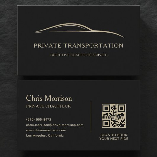 Private Transportation QR Code Black & Gold 名刺