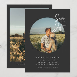 PRIYA ブラック ラウンド フォト セーブ・ザ・デート インビテーション