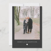 PRIYA ブラック 現代の写真 婚約誓約更新 招待状 (裏面)