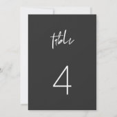 PRIYA Edgy モダン Blackミニマリストテーブル番号 招待状 (裏面)