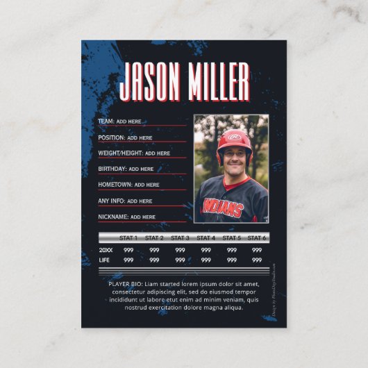 PROベースボールカード統計プレイヤーのトレーディングカード コーリングカード (裏面)