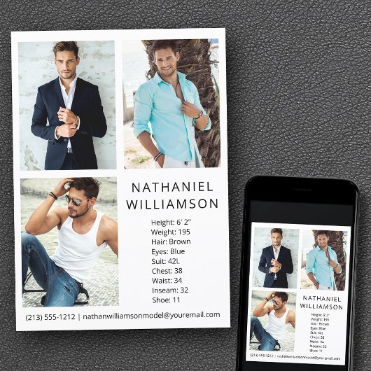 Proモデルモダンとアクター3フォトコンポジットカード 招待状