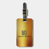 PRO金ゴールドブラシ付きメタリック荷物タグ ラゲッジタグ (正面縦)