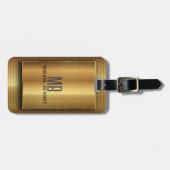 PRO金ゴールドブラシ付きメタリック荷物タグ ラゲッジタグ (正面横)