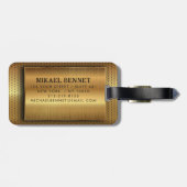 PRO金ゴールドブラシ付きメタリック荷物タグ ラゲッジタグ (裏面横)