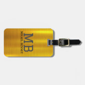 PRO金ゴールドブラシ付きメタリック荷物タグ ラゲッジタグ (正面横)
