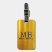 PRO金ゴールドブラシ付きメタリック荷物タグ ラゲッジタグ (正面縦)