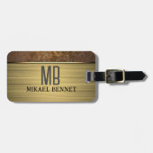 PRO金ゴールドブラシ付きメタリック荷物タグ ラゲッジタグ (正面横)