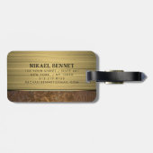 PRO金ゴールドブラシ付きメタリック荷物タグ ラゲッジタグ (裏面横)