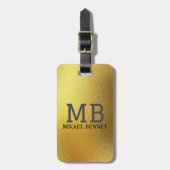 PRO金ゴールドブラシ付きメタリック荷物タグ ラゲッジタグ (正面縦)
