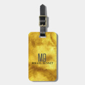 PRO金ゴールドブラシ付きメタリック荷物タグ ラゲッジタグ (正面縦)