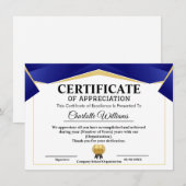  Pro Achievement Appreciate Gold Blue Certificate エンクロージャーカード (正面/裏面)