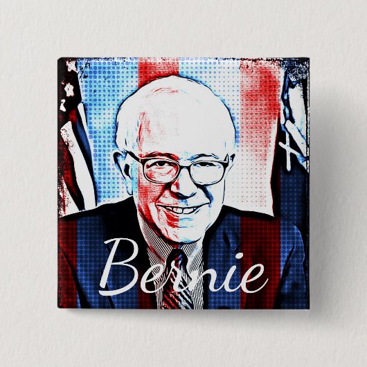 Pro Bernie Sandersサポートデジタルアートボタン 缶バッジ (正面)