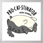 Pro-cat-stinator おもしろい Fat cat Pun ポスター (正面)