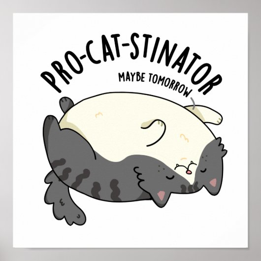Pro-cat-stinator おもしろい Fat cat Pun ポスター (正面)
