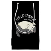 Pro-cat-stinator おもしろい Fat cat Pun Dark BG スモールペーパーバッグ (正面)