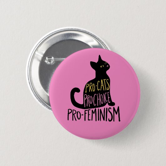 Pro-cats pro-choice pro-feminism black cat 缶バッジ (正面&裏面)