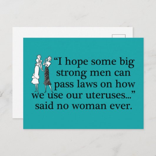 Pro Choice女性皮肉な女性フェミニスト引用文 ポストカード (正面/裏面)